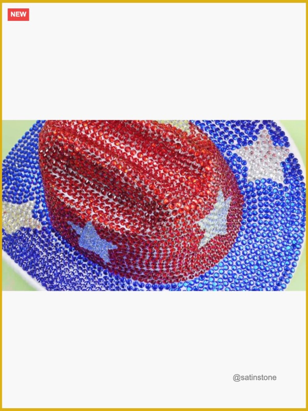 Rhinestone Cowboy Hat Patriotic Independence Day Felt Hat Western Headwear - Picture 7 of 7